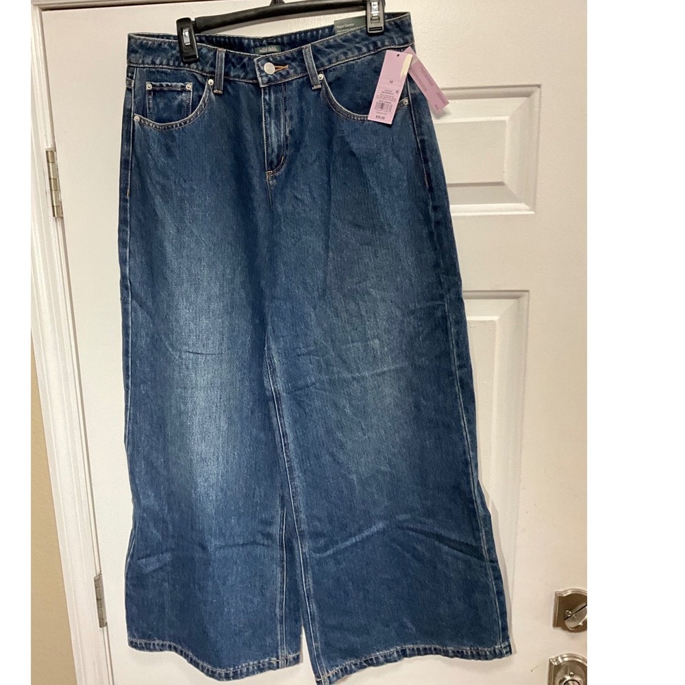 Wild Fable Womens Mid-Rise Ultra Wide Leg Rigid Blue Denim Jeans Size 10 / 31in